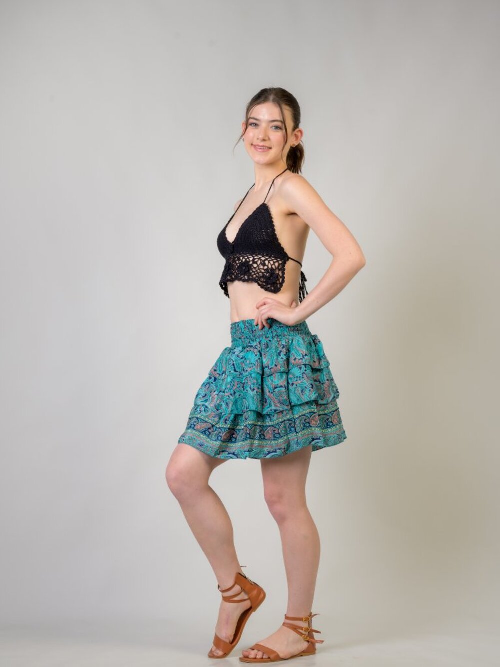 27.) Rhea Layered Pattern Bobbin Skirt (Assorted) - Picture 3 of 10